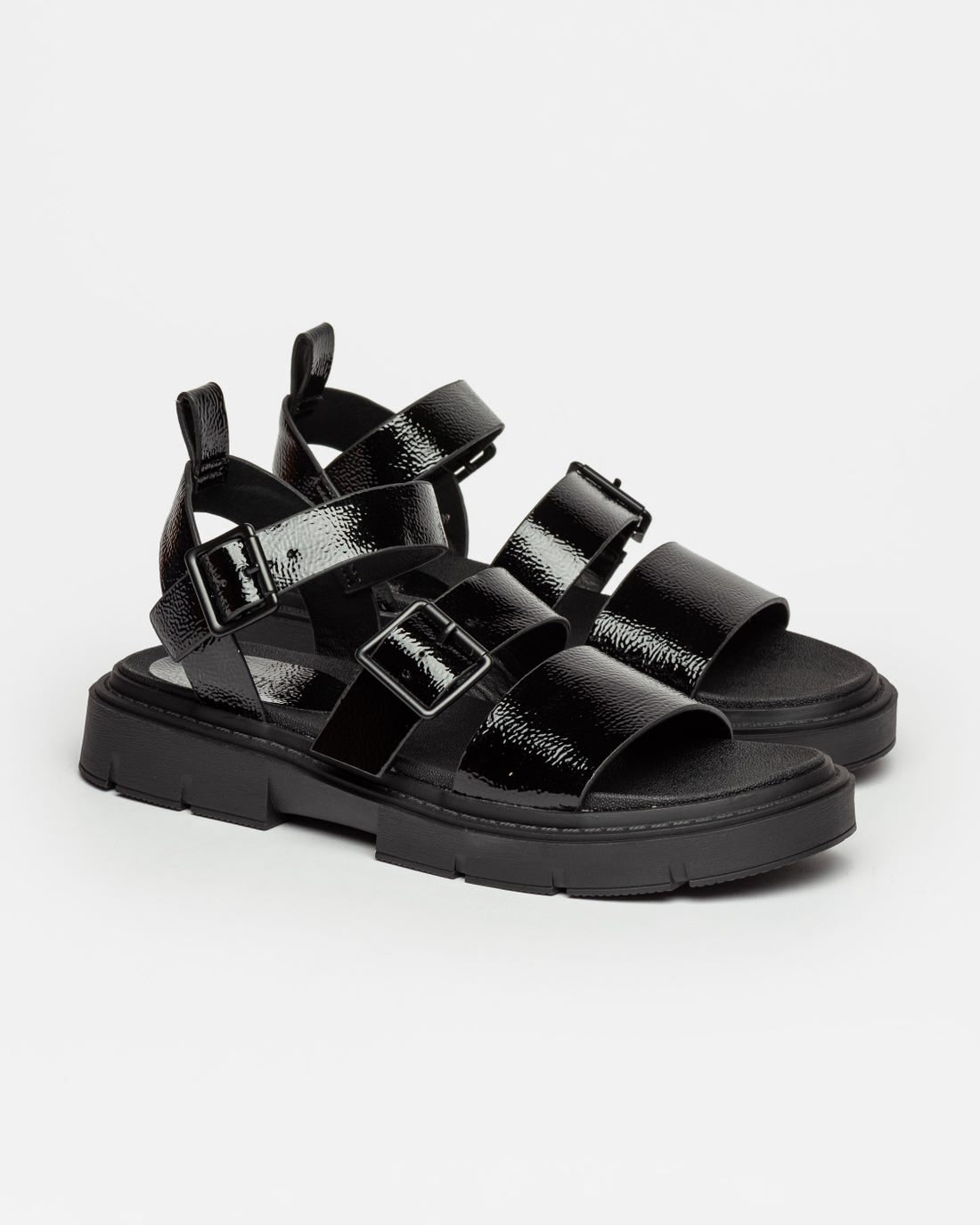 Sandalia media Nina en efecto cuero