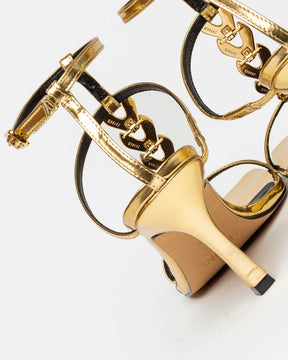 Sandalia alta Goldie en cuero metalizado